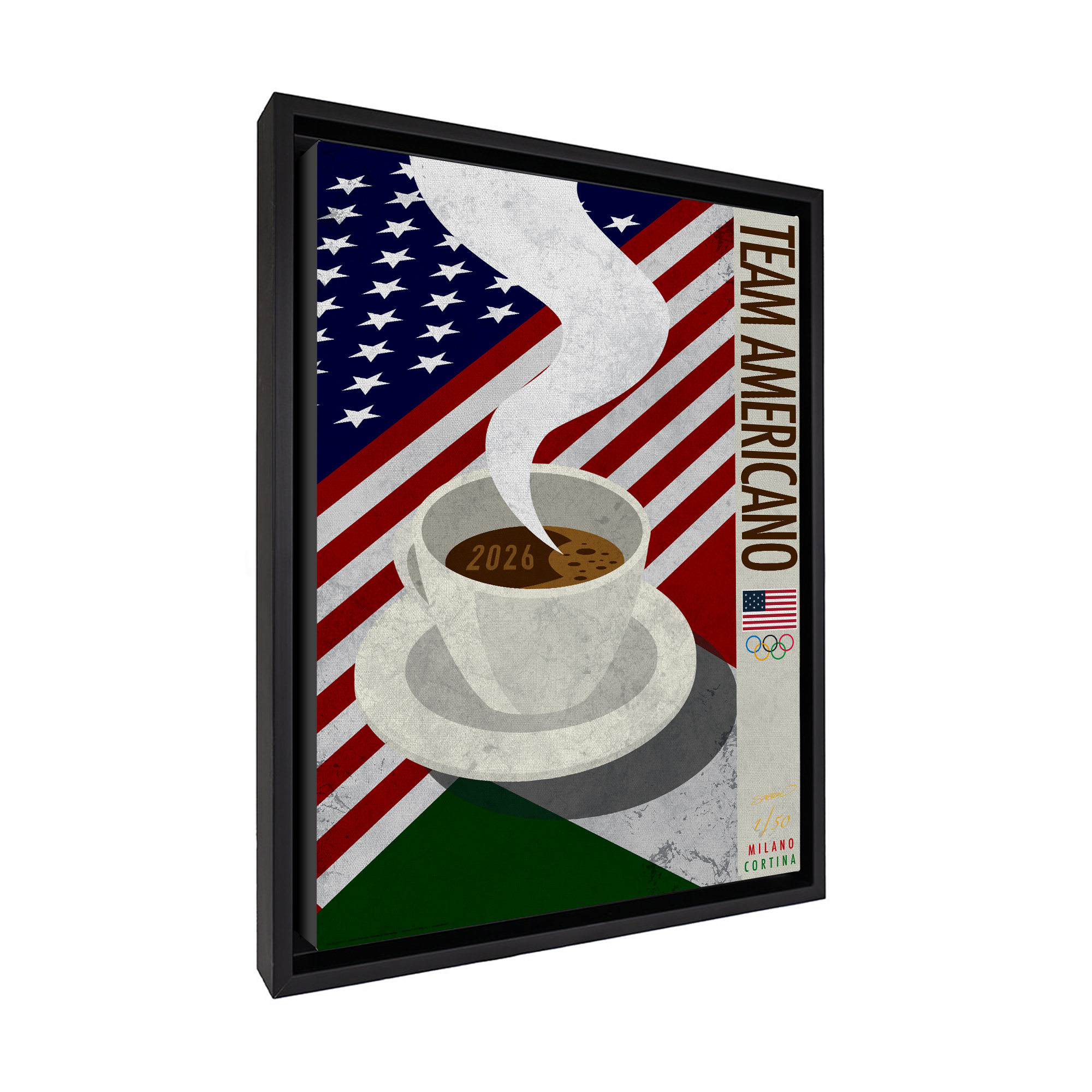 Team USA Milano Cortina 2026 Winter Olympics 18" x 26" Minimalist Limited Edition Framed Canvas Wrap