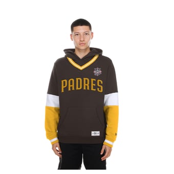 Men's New Era Brown San Diego Padres Color Blocked V-Neck Hoodie
