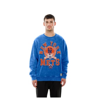 Men's New Era  Blue New York Mets Mineral Washed Crewneck Sweatshirt