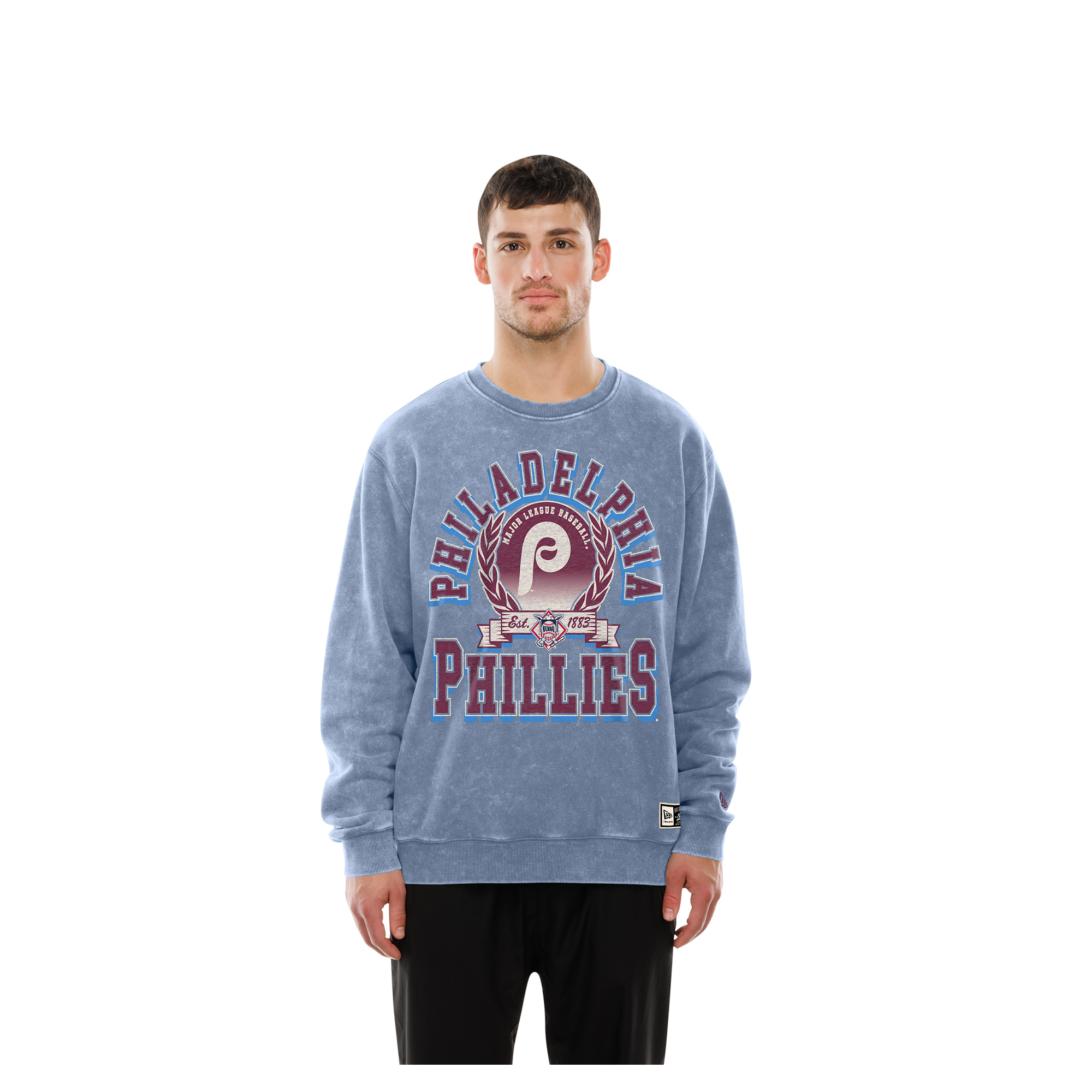 Men’s New Era Light Blue Philadelphia Phillies Mineral Washed Crewneck Sweatshirt Men’s New Era Light Blue Philadelphia Phillies Mineral Washed Crewneck Sweatshirt