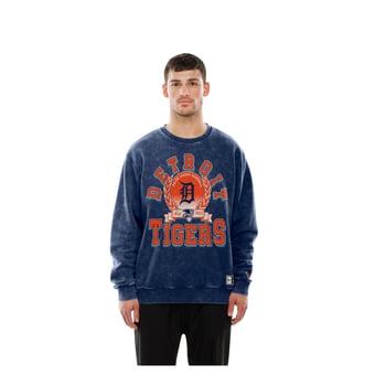 Men's New Era  Navy Detroit Tigers Mineral Washed Crewneck Sweatshirt