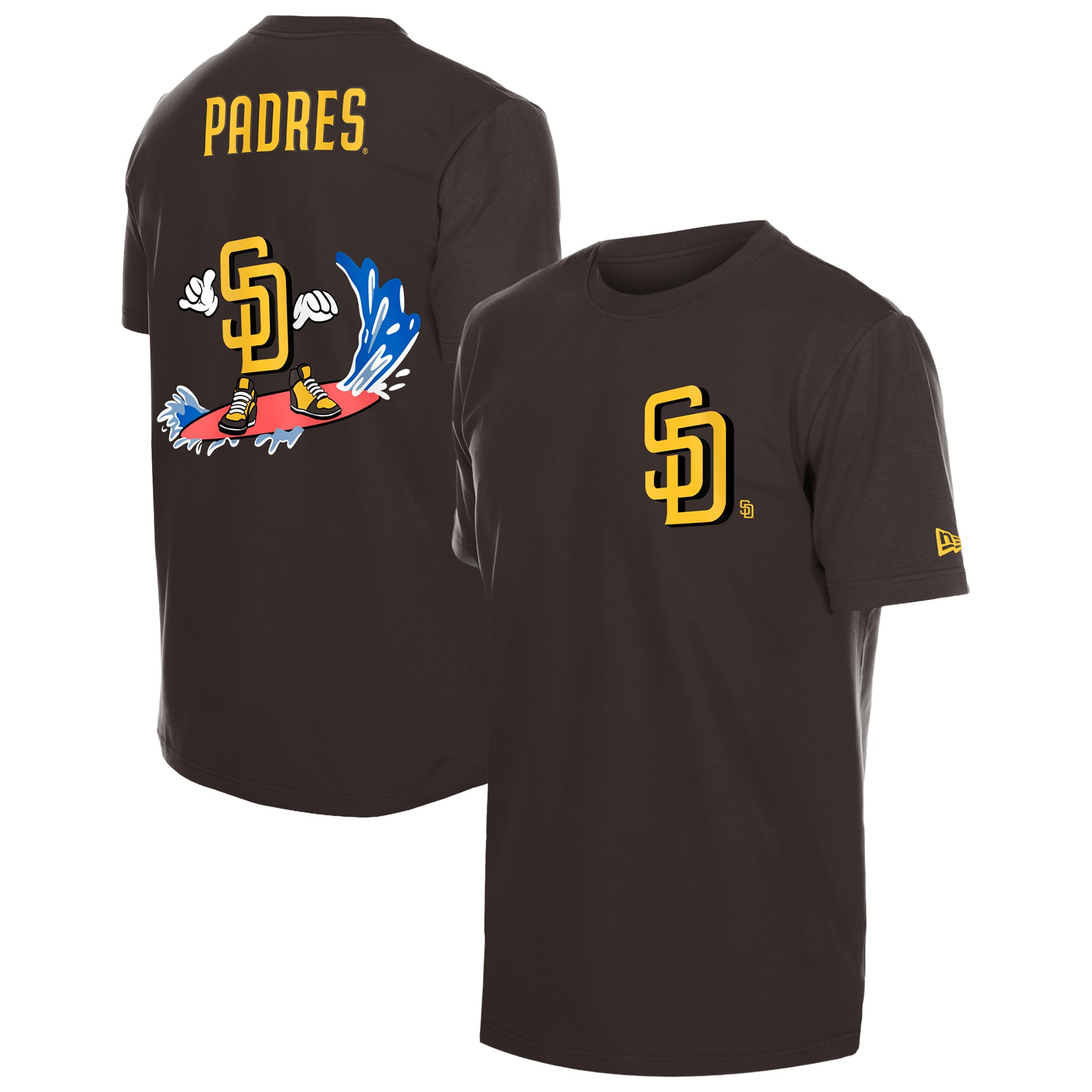 Men's New Era Brown San Diego Padres Cartoon Logo T-Shirt
