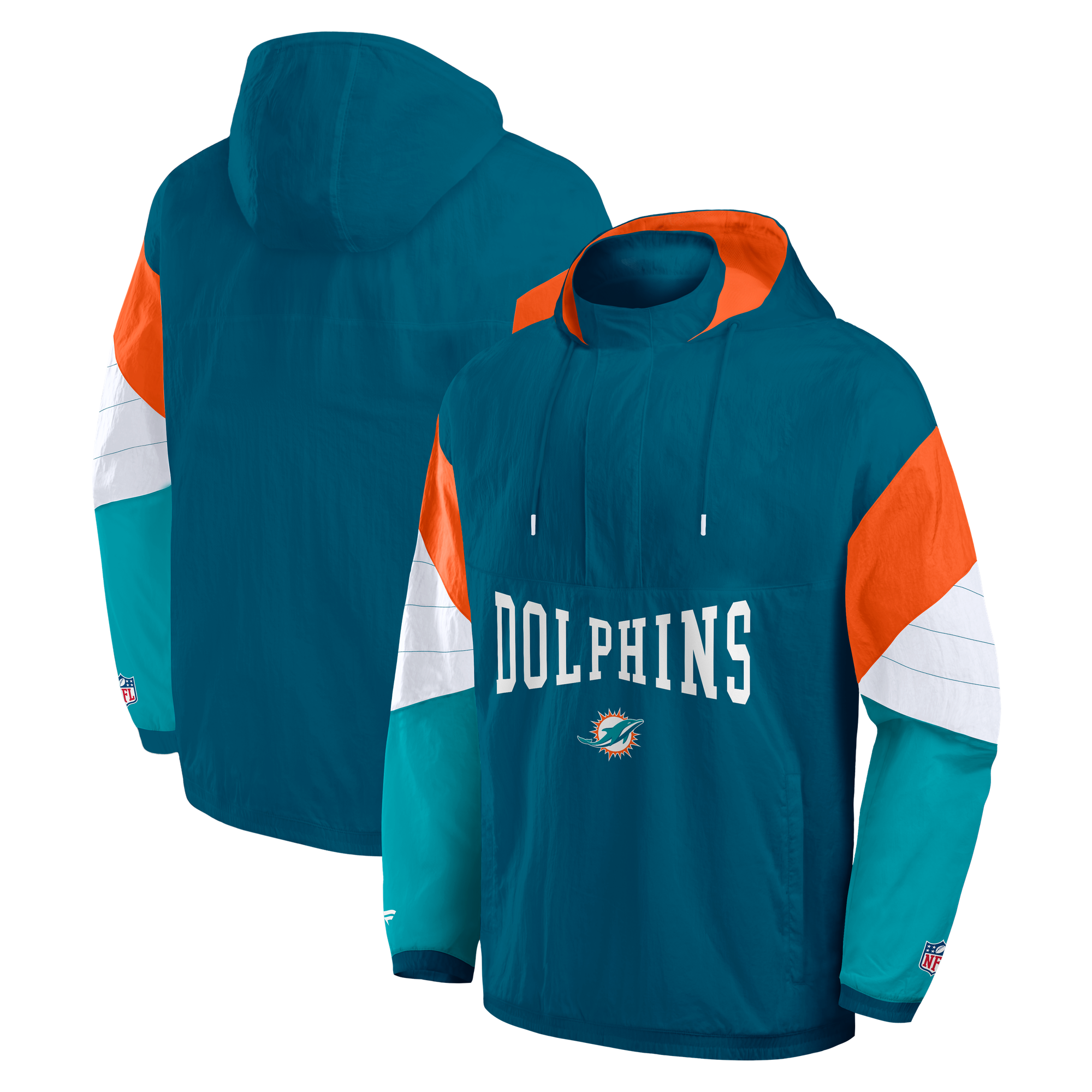 Giacca con cappuccio e zip a un quarto dei Miami Dolphins