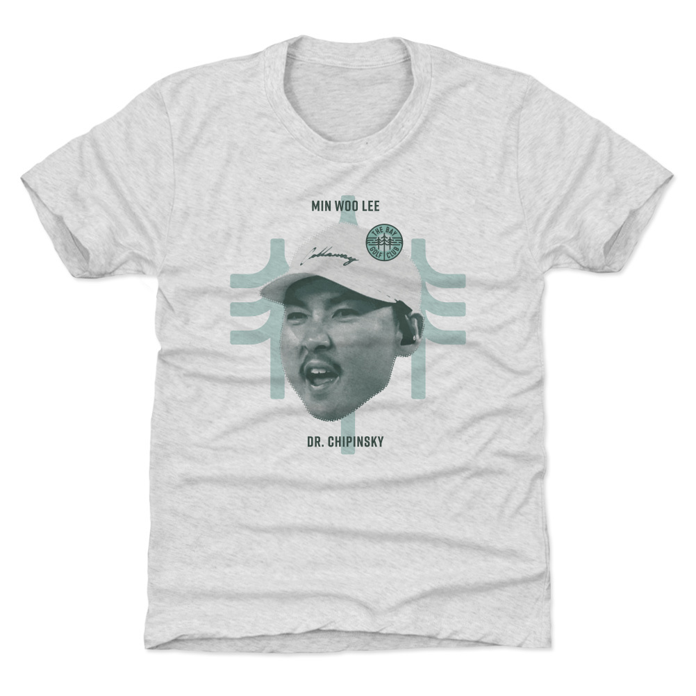 Youth 500 Level Gray The Bay Golf Club Min Woo Lee Portrait T-Shirt Youth 500 Level Gray The Bay Golf Club Min Woo Lee Portrait T-Shirt