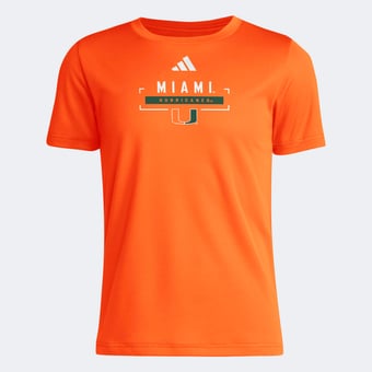 Youth adidas  Orange Miami Hurricanes AEROREADY Pre-Game T-Shirt