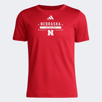 Youth adidas  Scarlet Nebraska Huskers AEROREADY Pre-Game T-Shirt