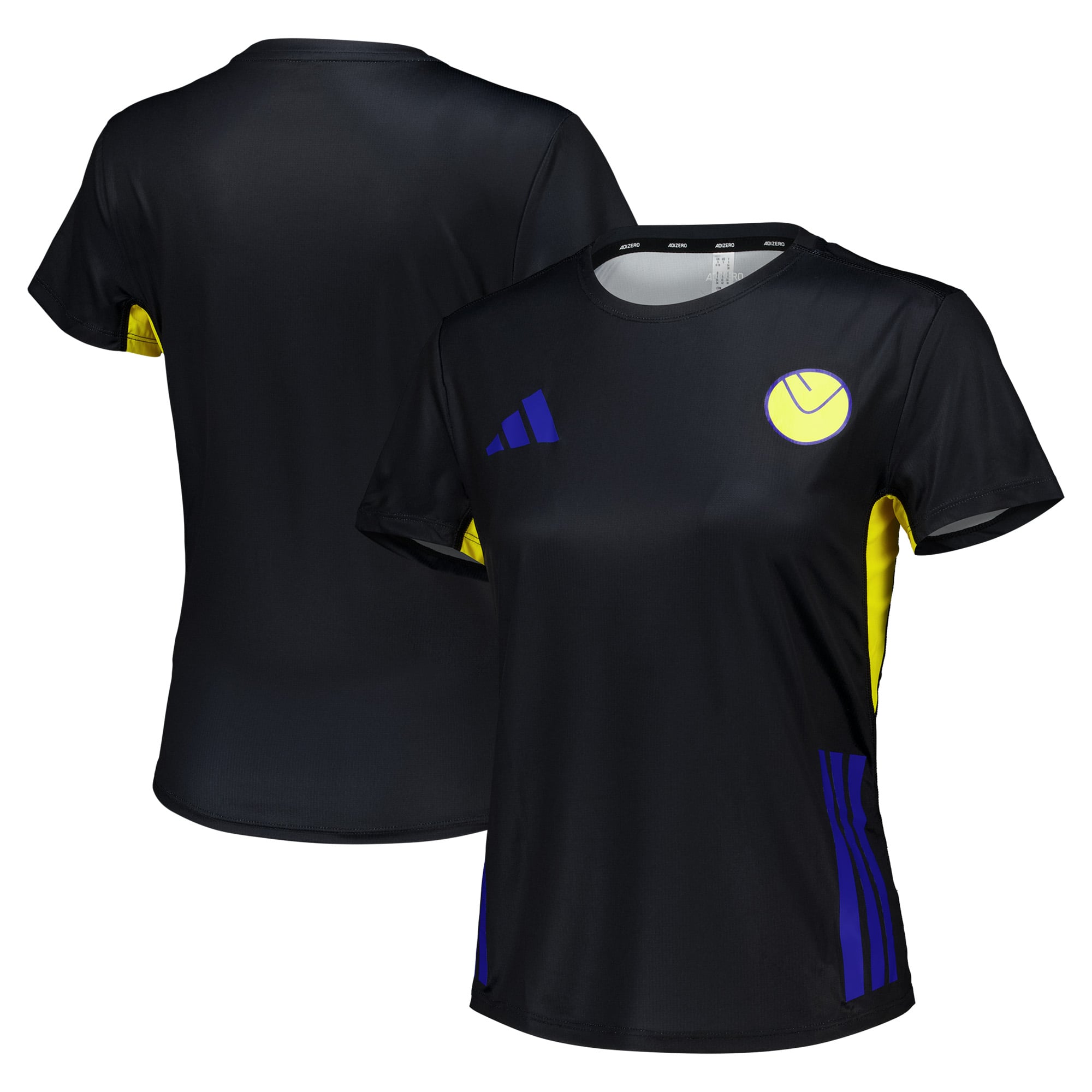 Leeds United adidas Running T-Shirt - Black - Womens