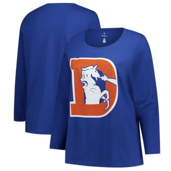 Women's Fanatics Royal Denver Broncos Plus Size Primary Logo Long Sleeve T-Shirt