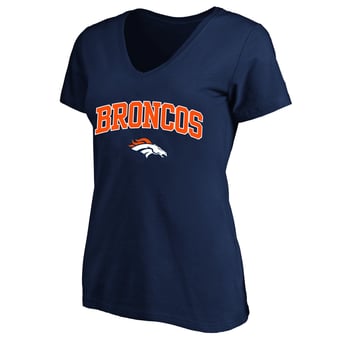 Women's Fanatics Navy Denver Broncos Plus Size Arch Over Logo V-Neck T-Shirt