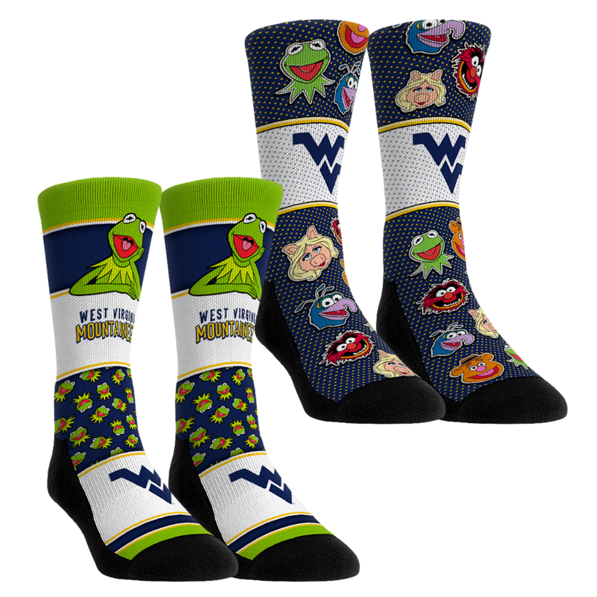 Youth Rock Em  West Virginia Mountaineers Muppets 2-Pack Crew Socks Set