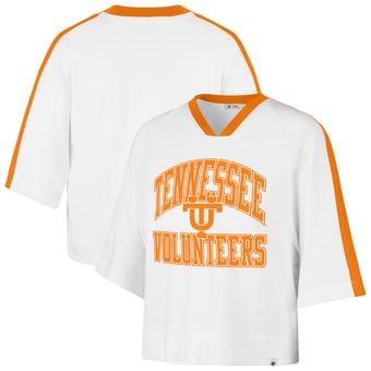 Women's '47  White Tennessee Volunteers Big Overarch Drop Needle Raglan V-Neck T-Shirt