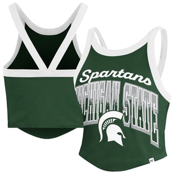 Women's '47 Green Michigan State Spartans Shimmer Shadow Sporty Tank Top