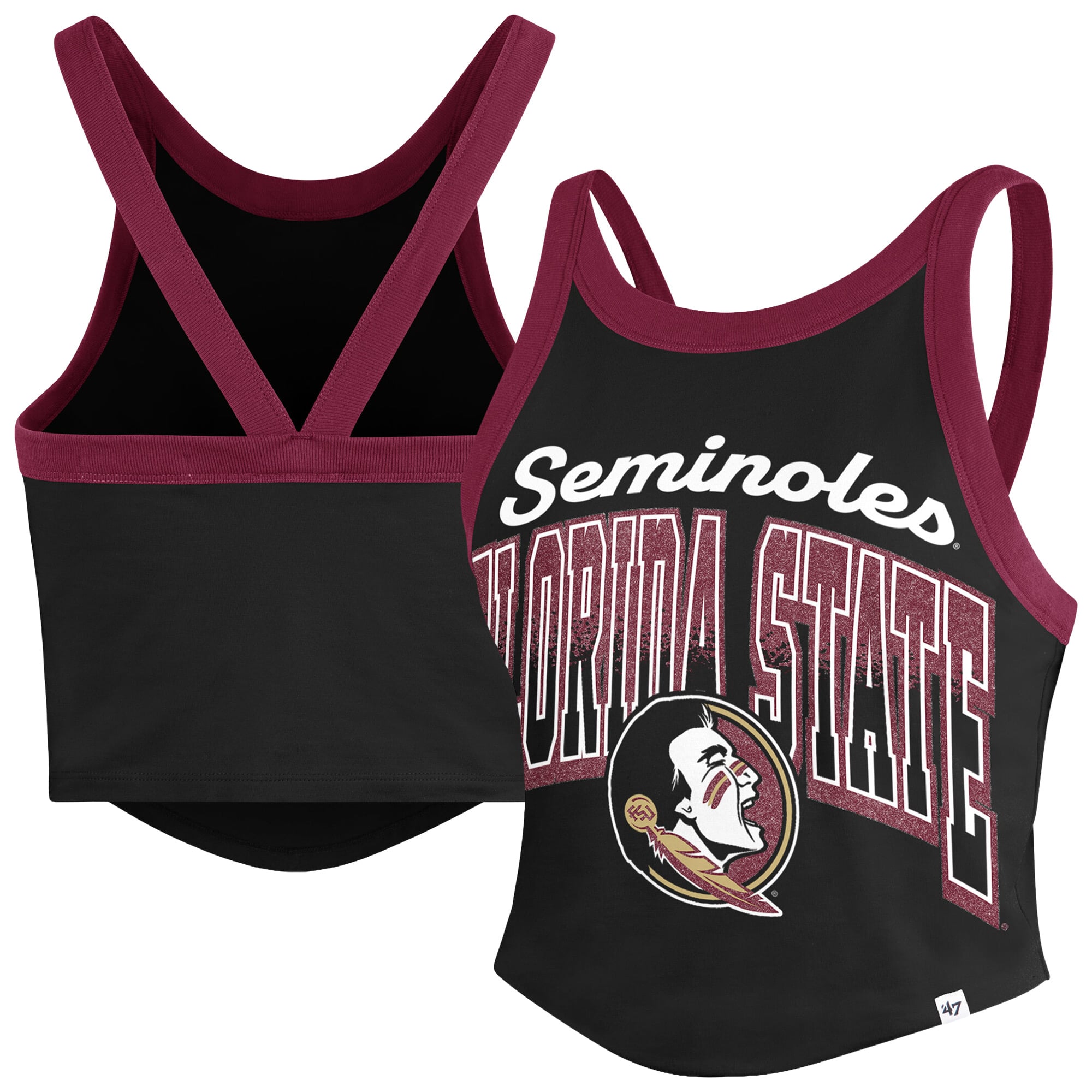 Women's '47 Black Florida State Seminoles Shimmer Shadow Sporty Tank Top