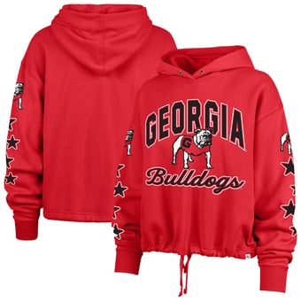 Women's '47  Red Georgia Bulldogs Starry Eyed Venice Pullover Hoodie