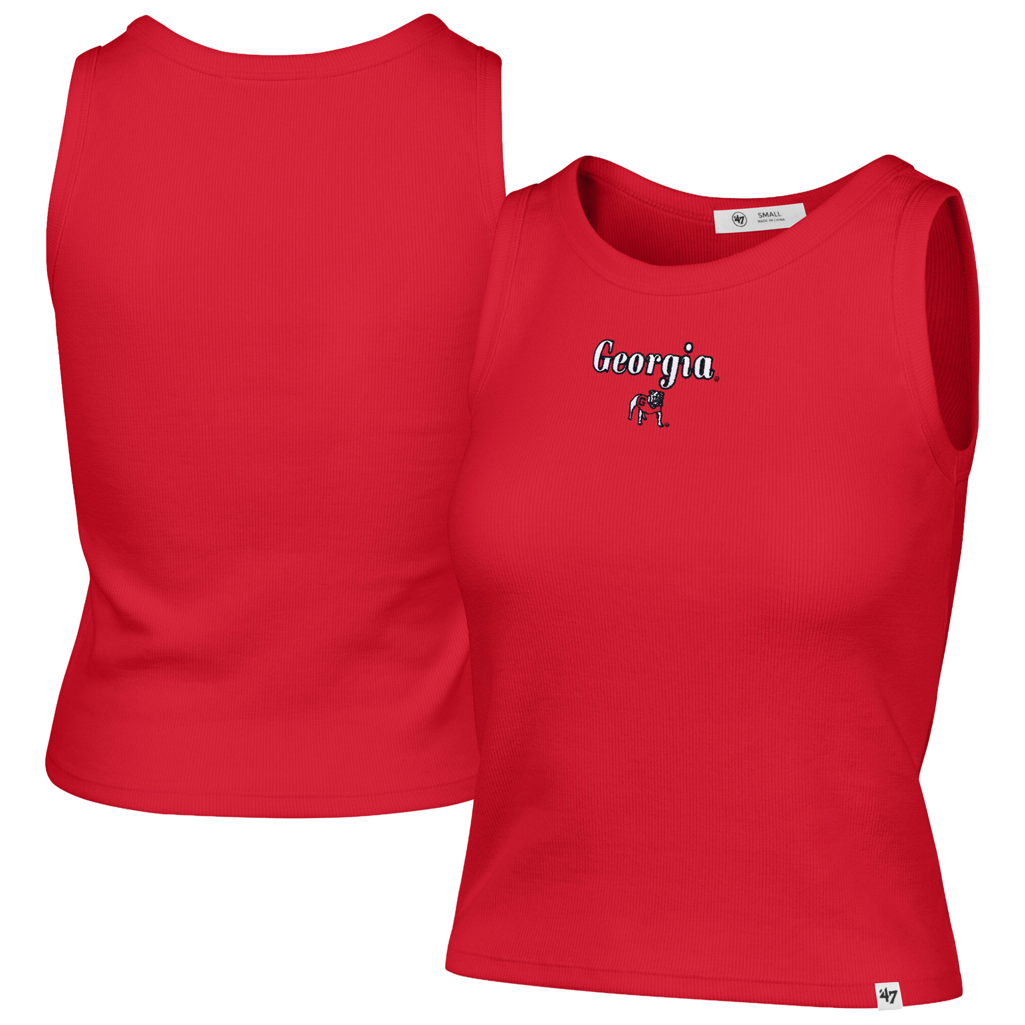 Women's '47 Red Georgia Bulldogs Straight Cut Baby Rib Tank Top