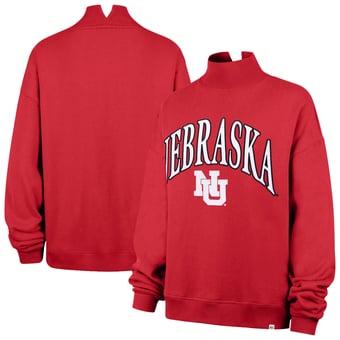 Women's '47  Scarlet Nebraska Huskers Mock Neck Sweatshirt