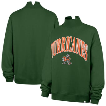 Women's '47  Green Miami Hurricanes Mock Neck Sweatshirt
