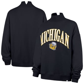 Women's '47  Navy Michigan Wolverines Mock Neck Sweatshirt