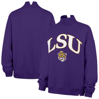 Women's '47  Purple LSU Tigers Mock Neck Sweatshirt