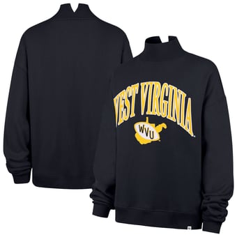 Women's '47  Navy West Virginia Mountaineers Mock Neck Sweatshirt