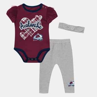 Girls Newborn & Infant Outerstuff Burgundy/Gray Colorado Avalanche Fumble Fairy Bodysuit, Pants & Headband Three-Piece Set