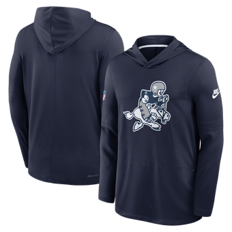 Men's Nike Navy Dallas Cowboys Sideline Alternate Lightweight Long Sleeve Hooded Dri-FIT T-Shirt