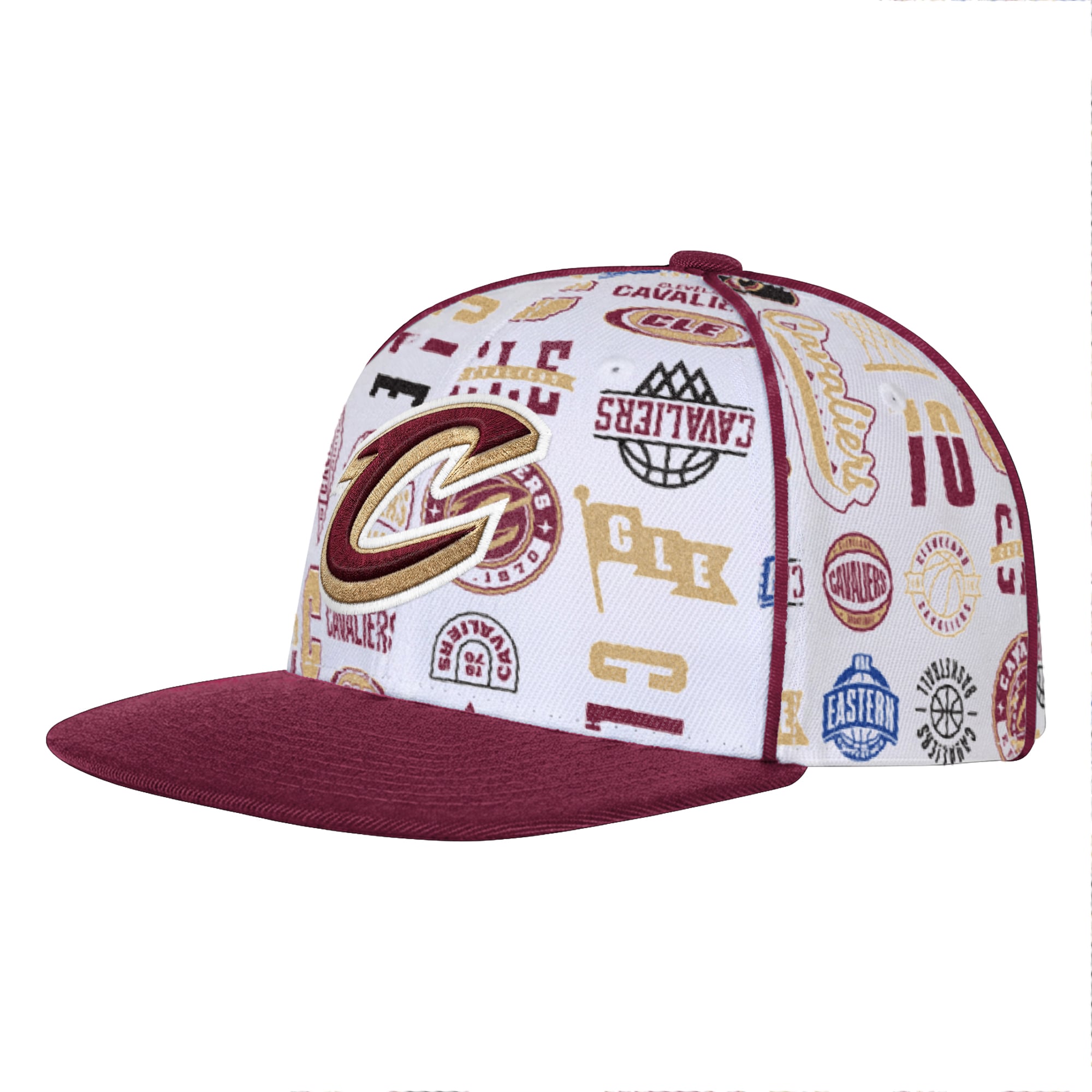 Youth Outerstuff White Cleveland Cavaliers Piped Up Snapback Hat
