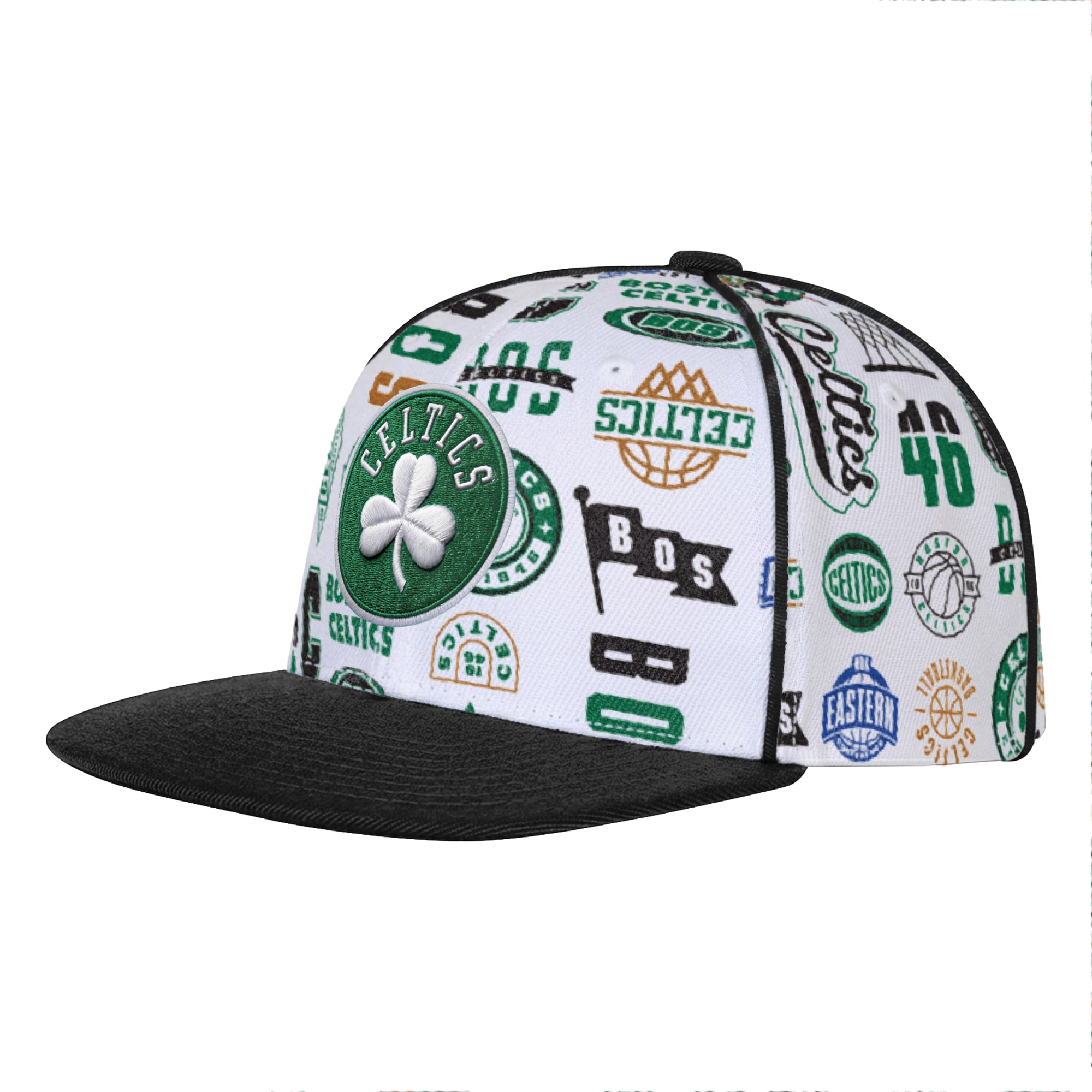 Youth Outerstuff White Boston Celtics Piped Up Snapback Hat