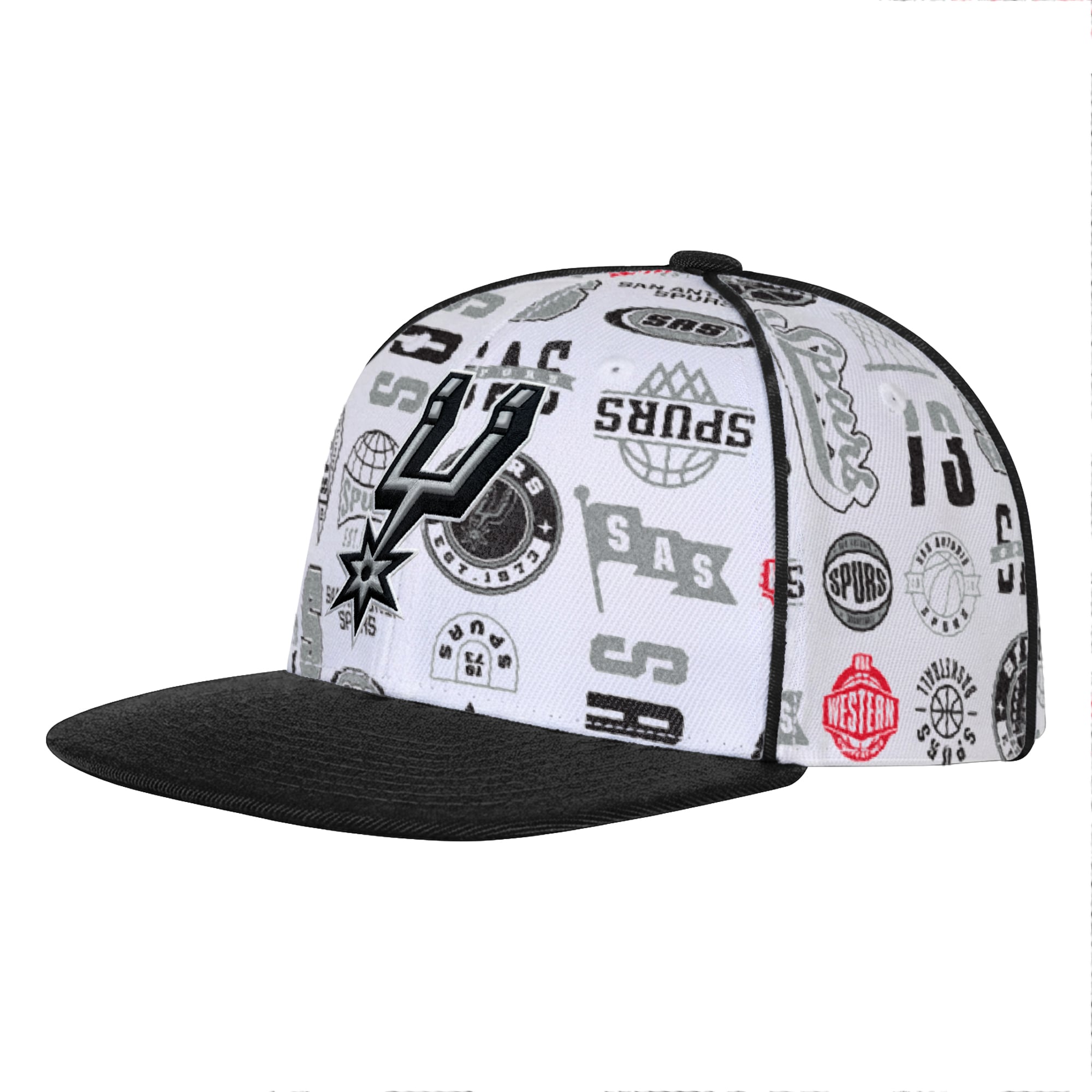Youth Outerstuff White San Antonio Spurs Piped Up Snapback Hat