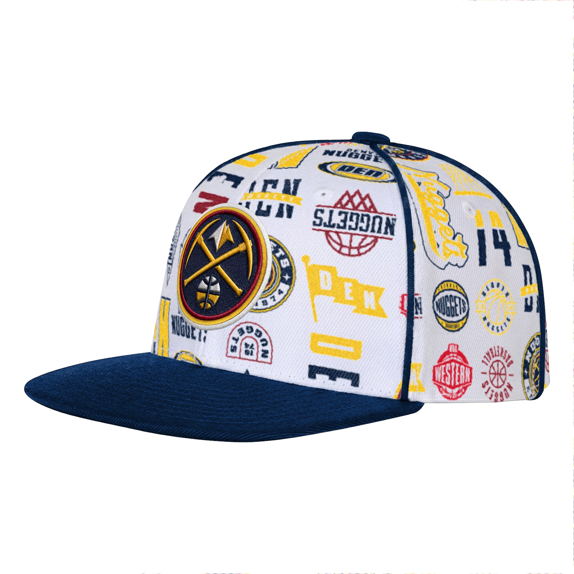 Youth Outerstuff White Denver Nuggets Piped Up Snapback Hat