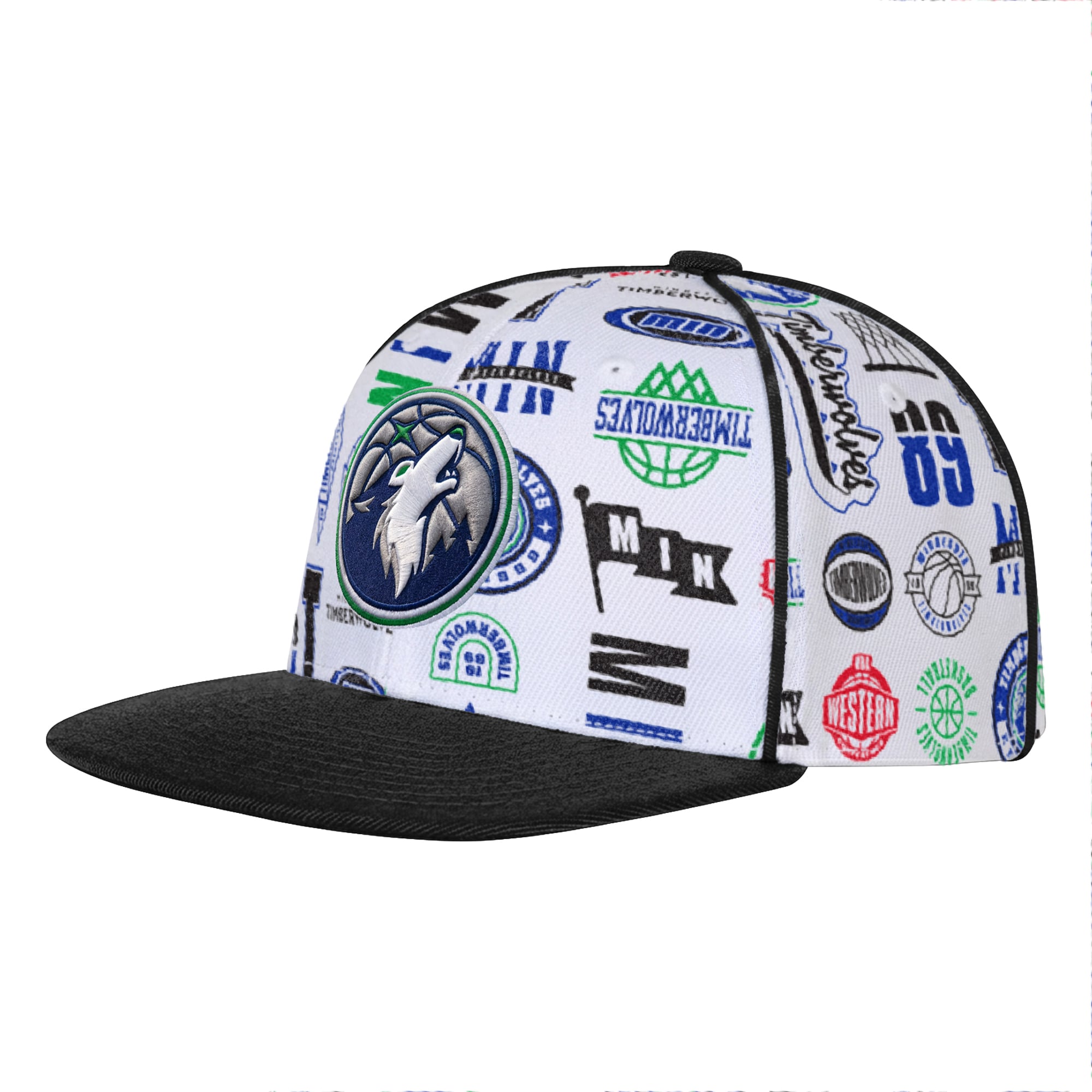 Youth Outerstuff White Minnesota Timberwolves Piped Up Snapback Hat