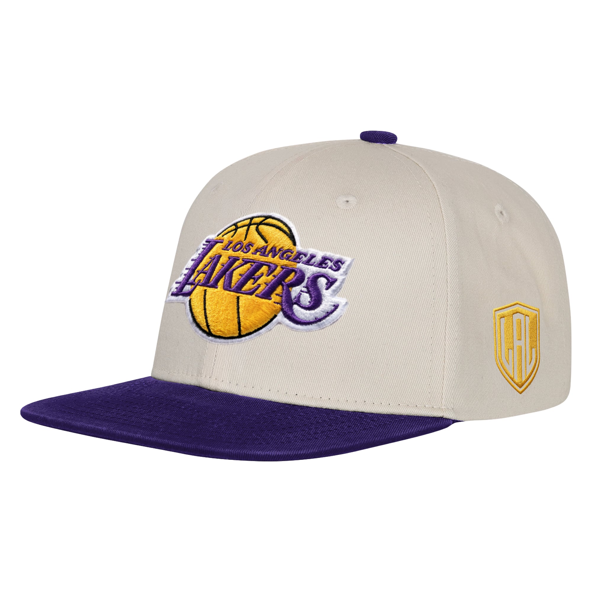 Youth Outerstuff Natural/Purple Los Angeles Lakers Stacks Snapback Hat
