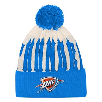 Youth Outerstuff Natural/Blue Oklahoma City Thunder Rim Rocker Cuffed Knit Hat with Pom
