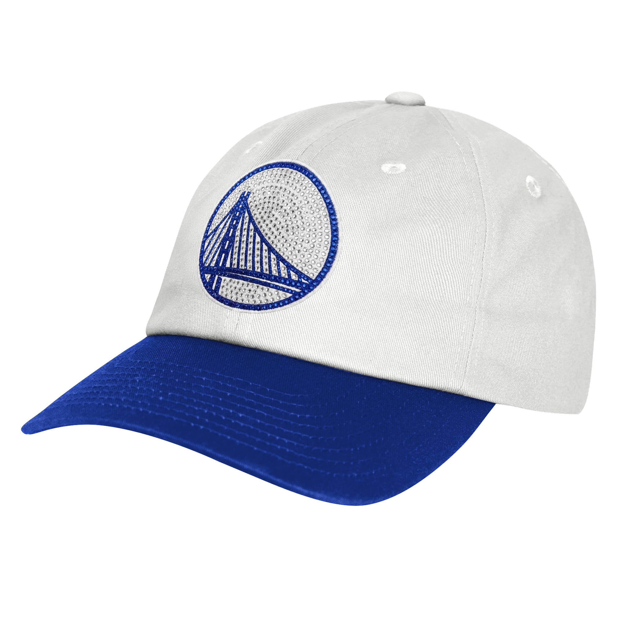 Youth Outerstuff  White Golden State Warriors Rhinestone Dad Cap Adjustable Hat