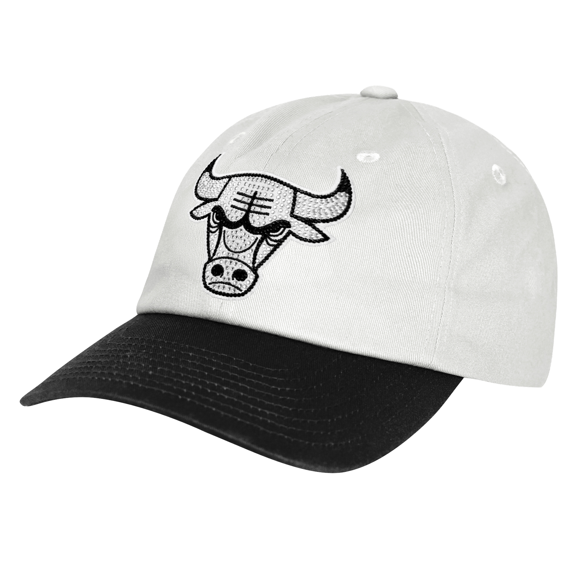 Girls Youth Outerstuff  White Chicago Bulls Rhinestone Dad Cap Adjustable Hat