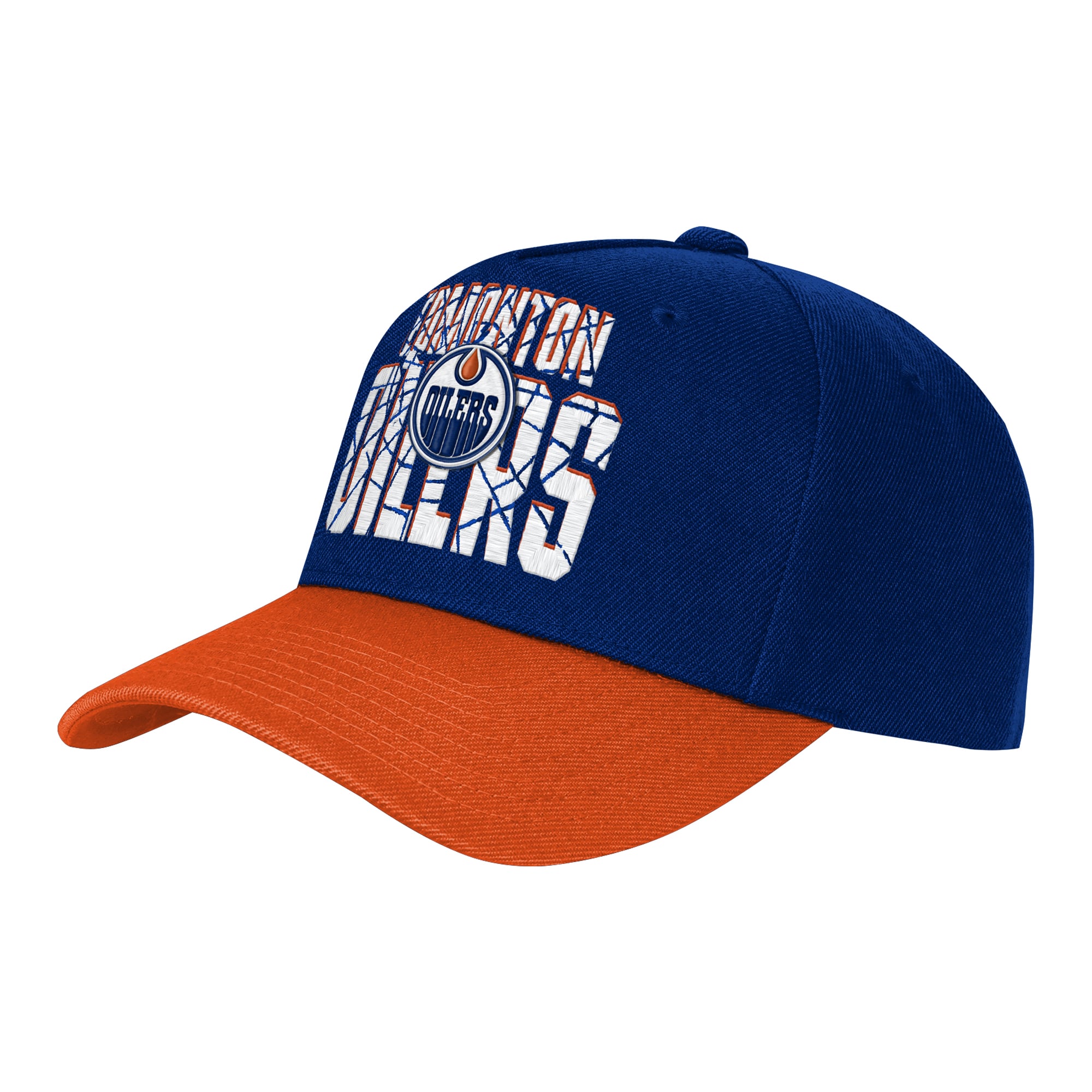 Youth Outerstuff Navy/Orange Edmonton Oilers Ice Breaker Adjustable Hat