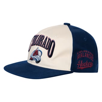 Youth Outerstuff Natural/Navy Colorado Avalanche Arch Snapback Hat