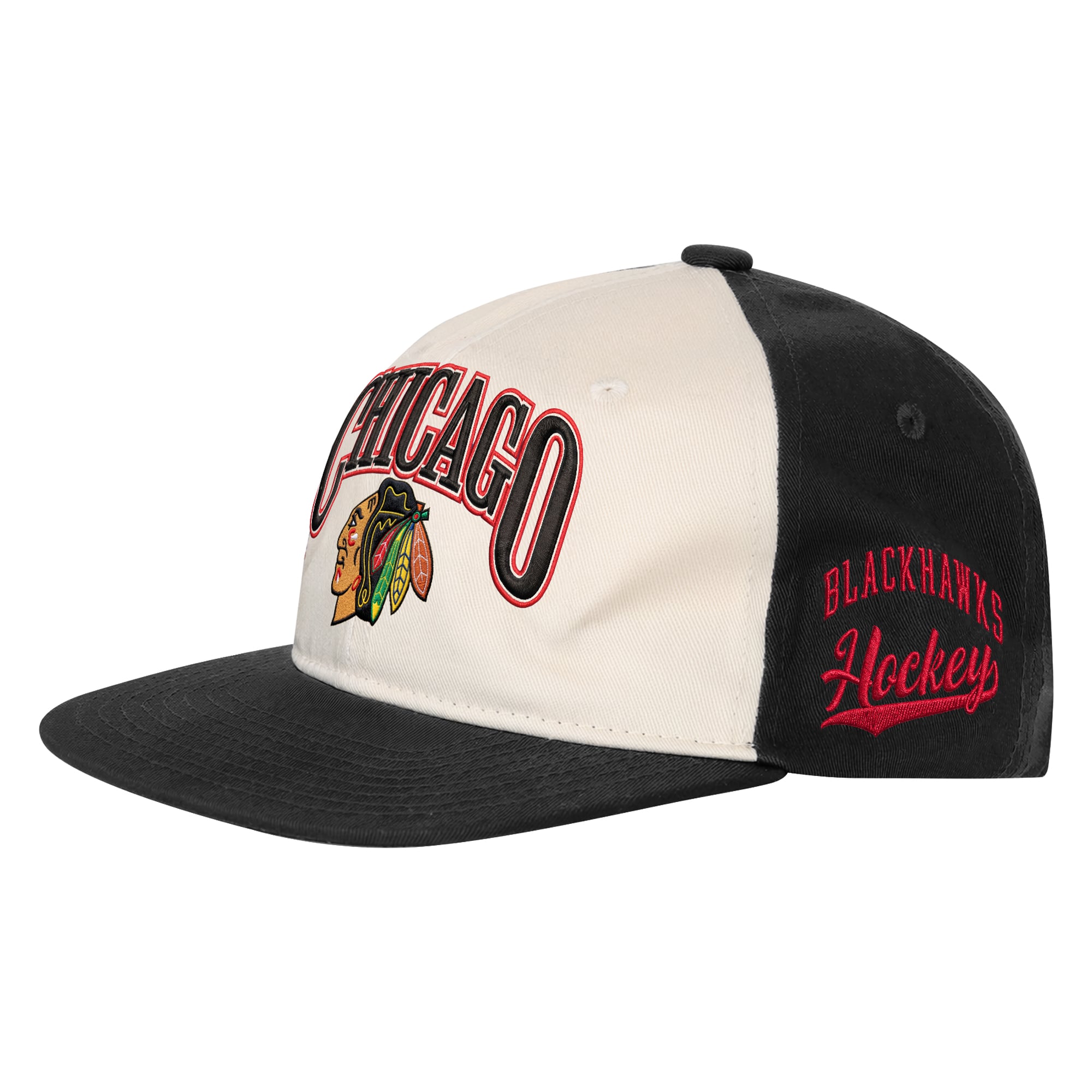 Youth Outerstuff Natural/Black Chicago Blackhawks Arch Snapback Hat