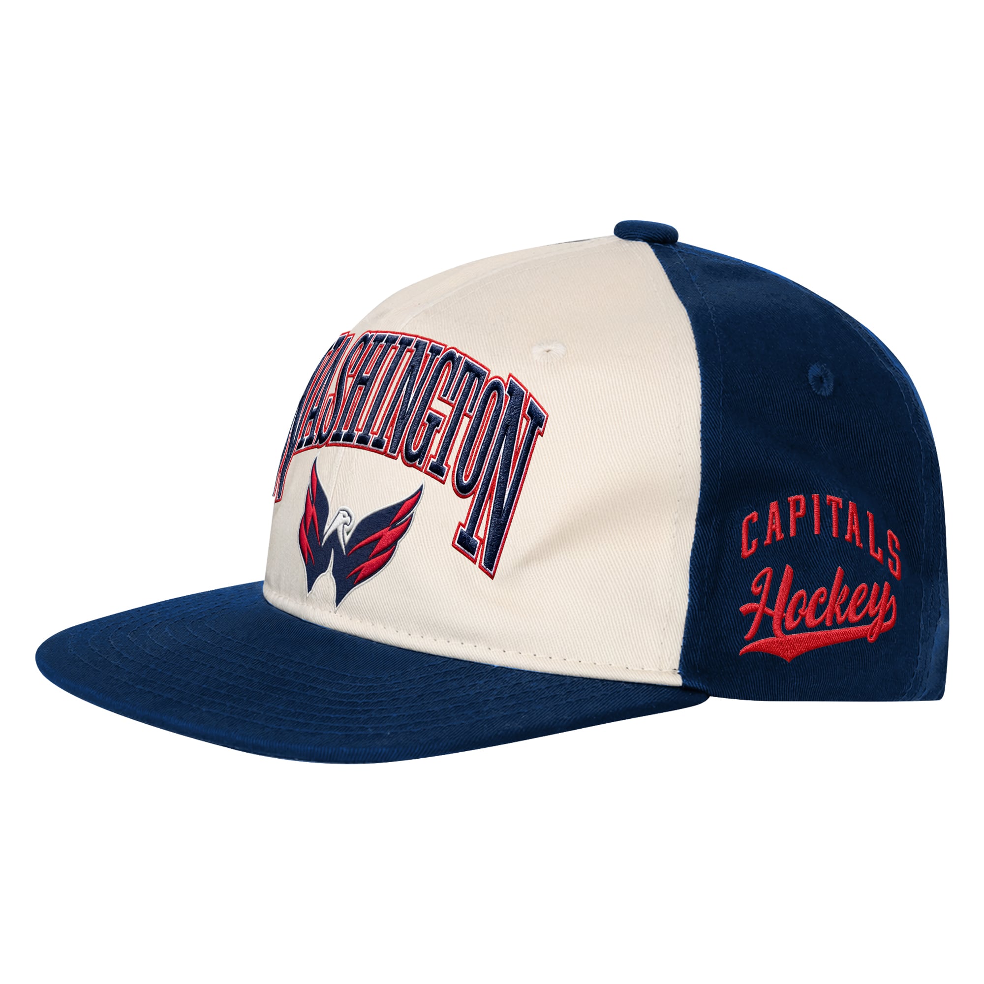 Youth Outerstuff Natural/Navy Washington Capitals Arch Snapback Hat