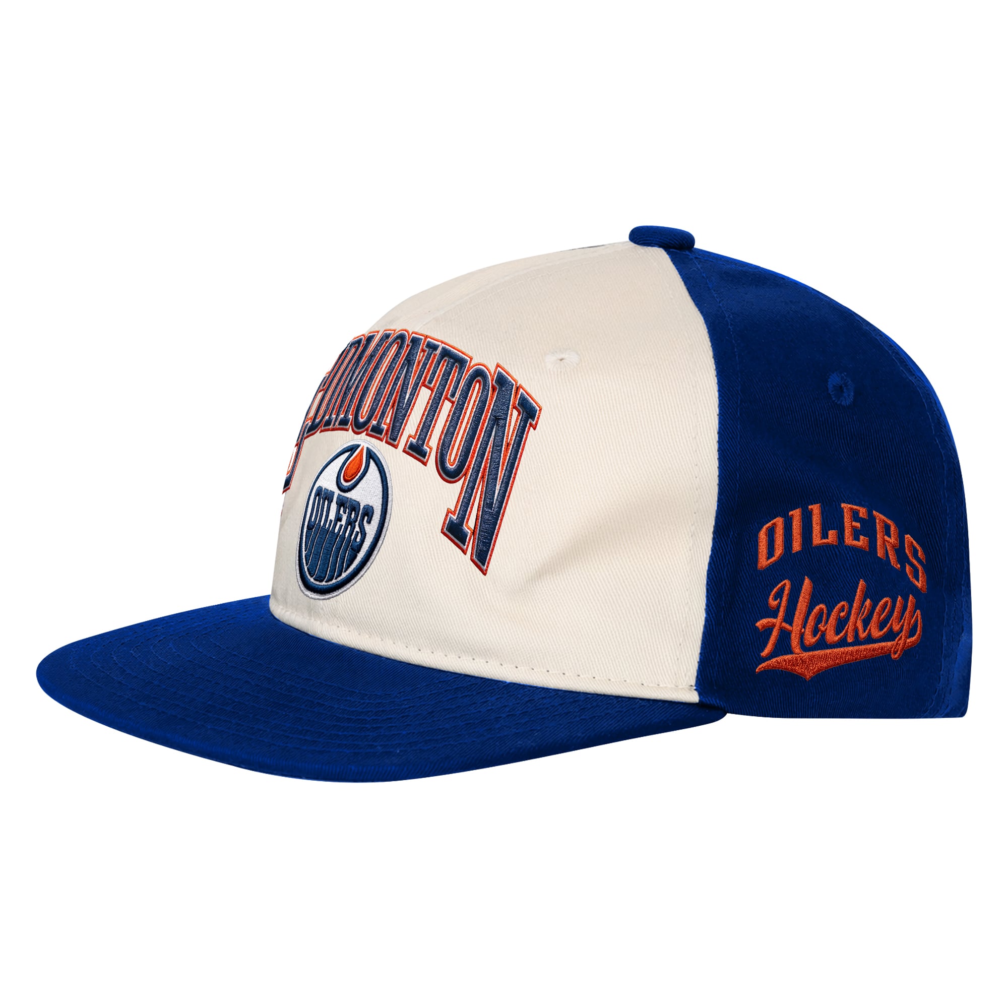 Youth Outerstuff Natural/Royal Edmonton Oilers Arch Snapback Hat