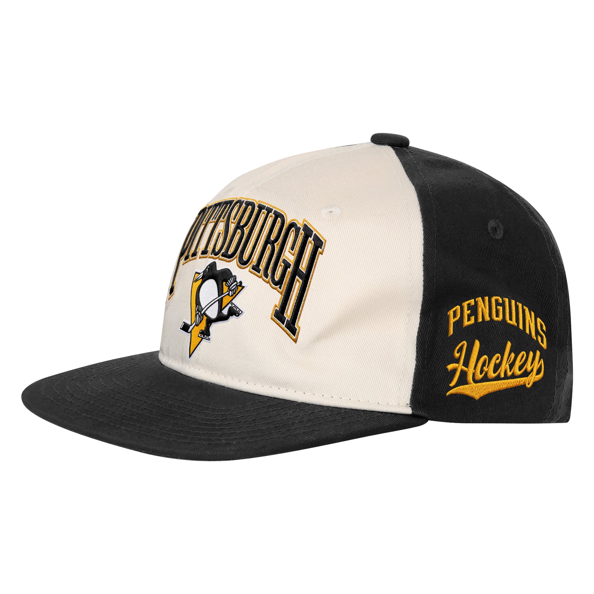 Youth Outerstuff Natural/Black Pittsburgh Penguins Arch Snapback Hat