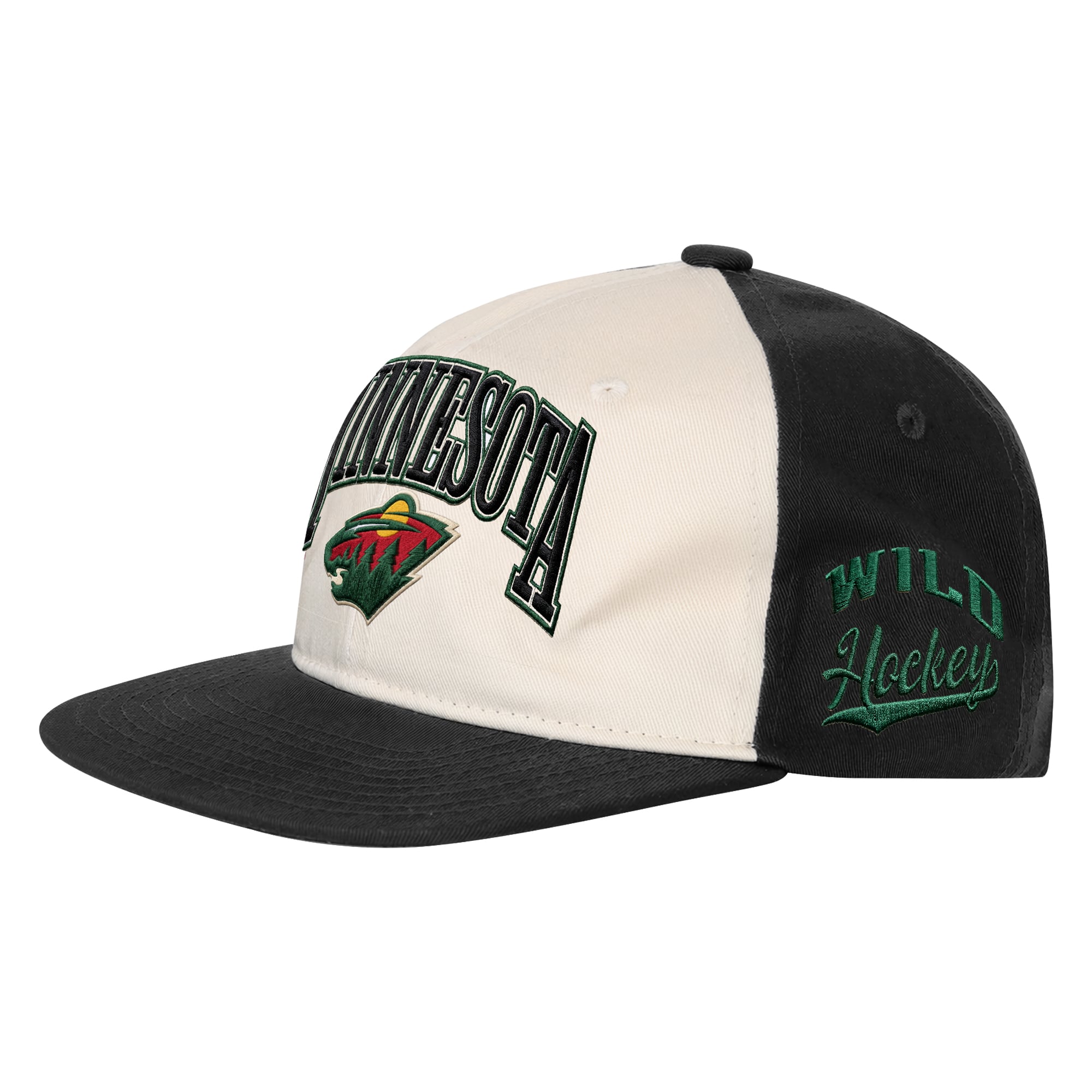 Youth Outerstuff Natural/Black Minnesota Wild Arch Snapback Hat