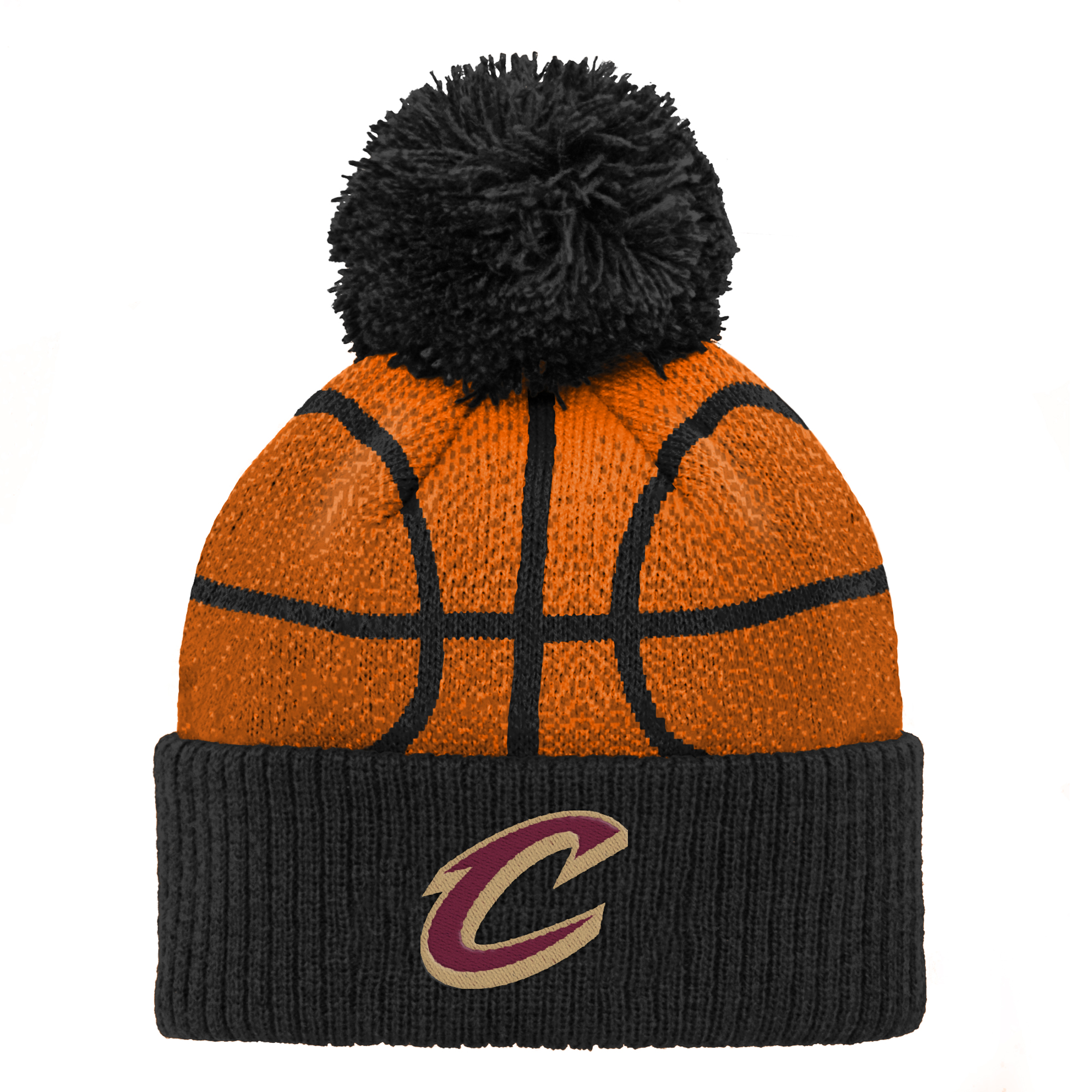 Preschool Black Cleveland Cavaliers Basketball Head Cuffed Knit Hat with Pom