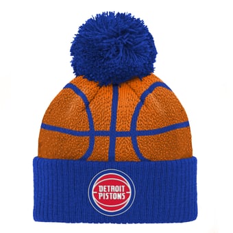 Preschool Blue Detroit Pistons Basketball Head Cuffed Knit Hat with Pom