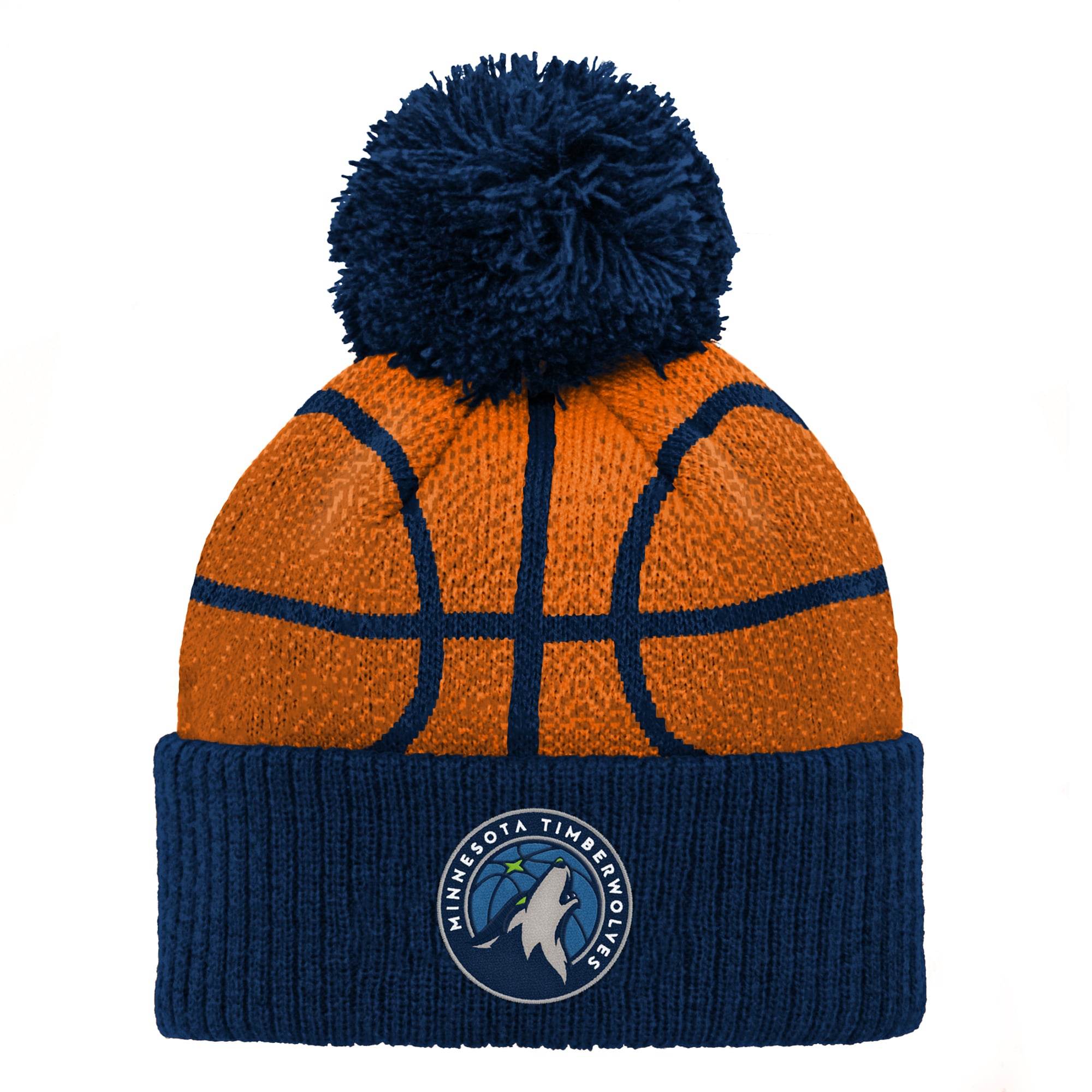 Preschool Navy Minnesota Timberwolves Basketball Head Cuffed Knit Hat with Pom