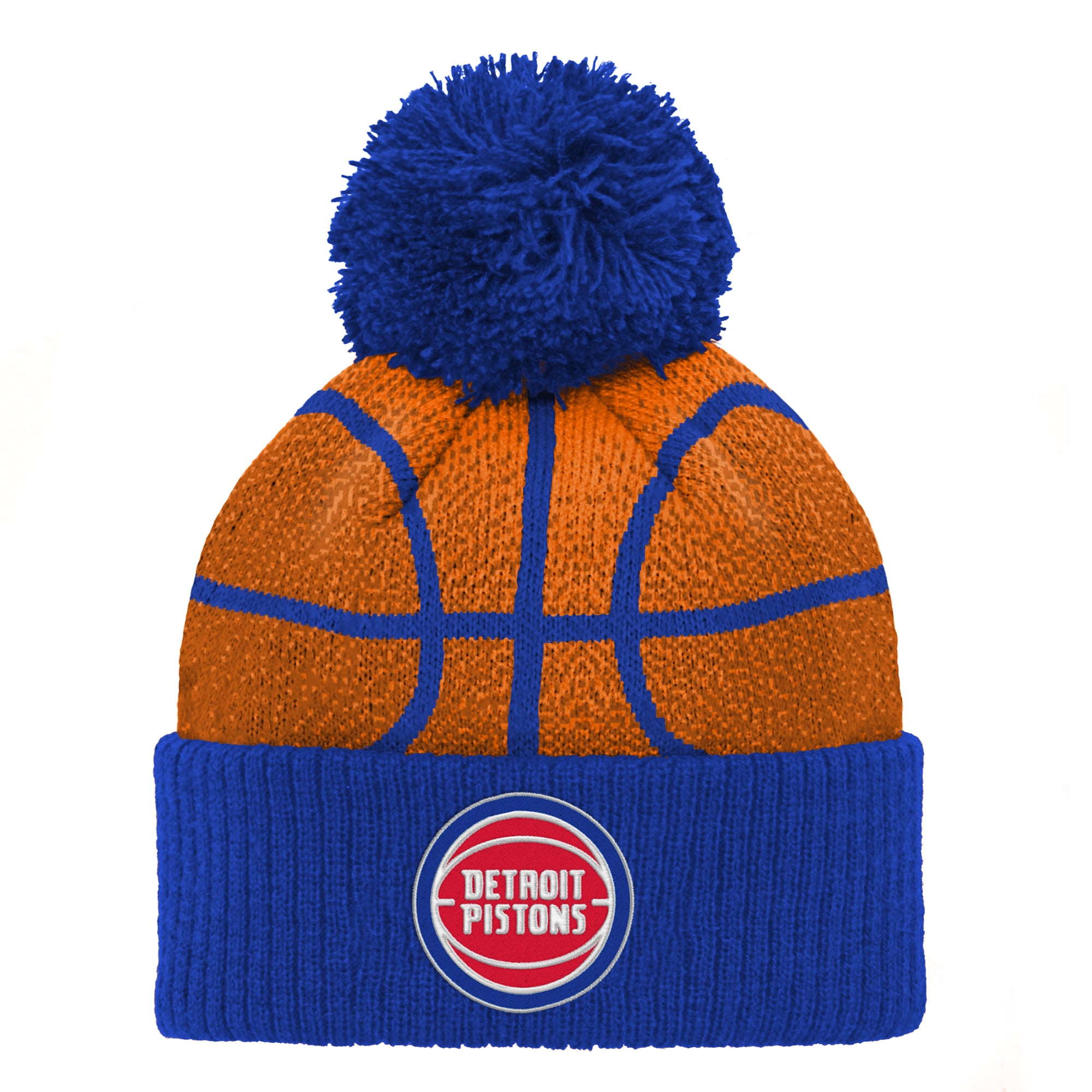 Infant Blue Detroit Pistons Basketball Head Cuffed Knit Hat with Pom