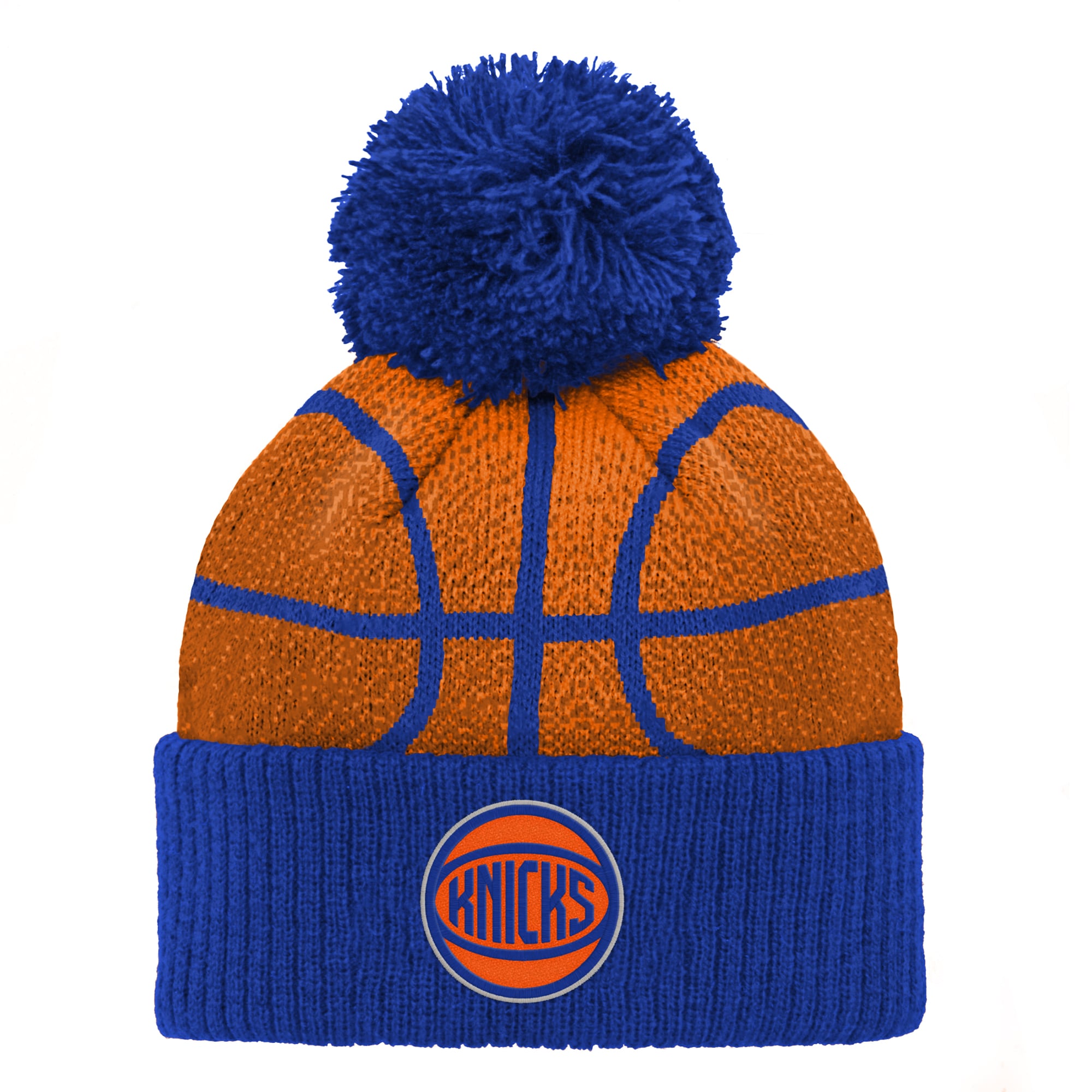 Infant Blue New York Knicks Basketball Head Cuffed Knit Hat with Pom