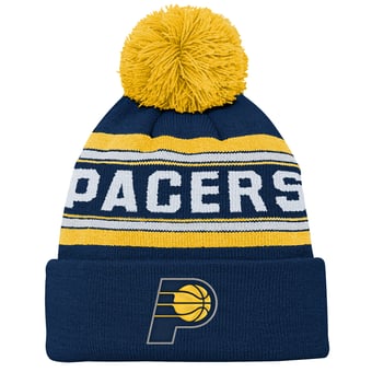 Backboard Jacquard Cuffed Knit Hat with Pom Outerstuff  Navy Indiana Pacers
