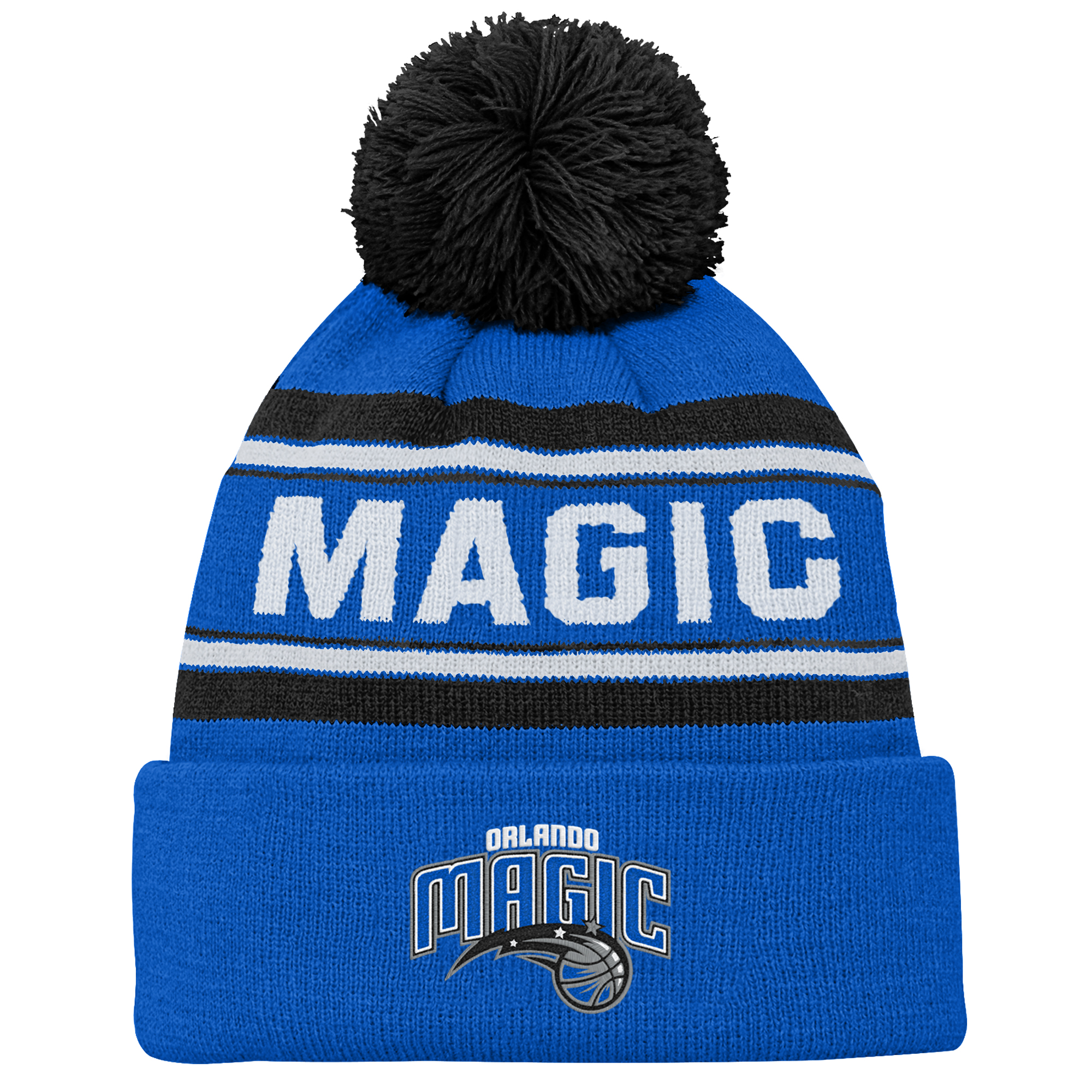 Backboard Jacquard Cuffed Knit Hat with Pom Outerstuff  Blue Orlando Magic