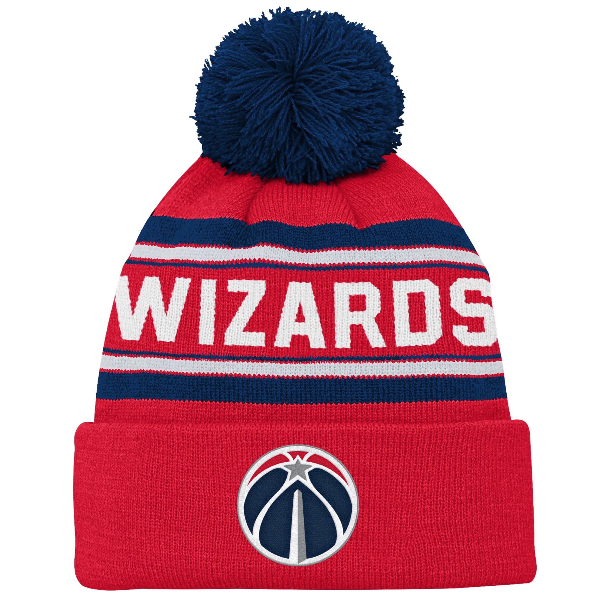 Backboard Jacquard Cuffed Knit Hat with Pom Outerstuff  Red Washington Wizards